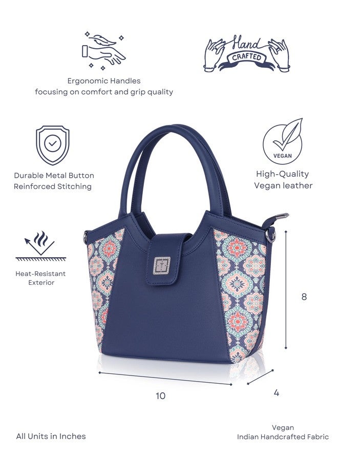 تكساس حقيبة كتف نسائية مصنوعة يدوياً من تكساس | من الجوت | مثالية للمكتب والجامعة (أزرق نيلي ملكي) - Image 3